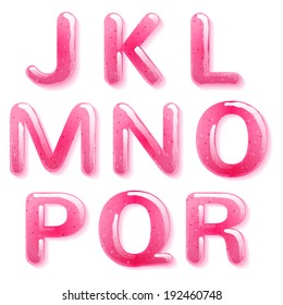 Pink jelly alphabet.