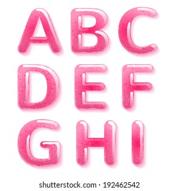 Pink jelly alphabet.