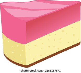 Pink jelly cake slice cartoon icon. Berry dessert