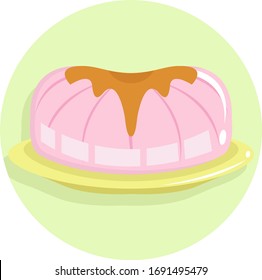 Pink Jelly with Peanut Butter Topping Simple Colorful Flat Illustration