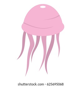 Pink jellyfish icon flat isolated on white background vector illustration