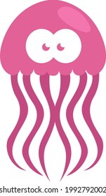 Pink jellyfish, illustration, on a white background.