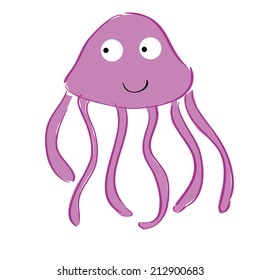 a pink jellyfish on a white background