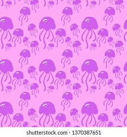 pink jellyfish pattern on pink background children's illustration vector illustration for design and decoration