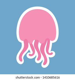 Pink jellyfish. Sea jellyfish. Summer. Blue background. Vector illustration. EPS 10.