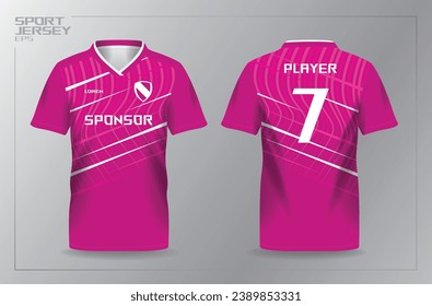 pink jersey for sport apparel and team uniform shirt template