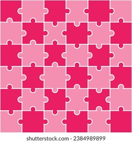 rosafarbene Puzzleteile. Puzzleteile Puffsau nahtloses Muster. Dekorative Elemente, Bekleidung, Papierverpackung, Badziegel, Wandfliesen, Hintergrund, Hintergrund.