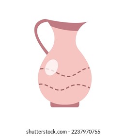 Ilustración vectorial de jarra rosa. Jug para las bebidas aisladas de fondo blanco. Concepto de utensilios de cocina