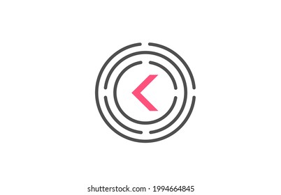 diseño de letras de diseño de logotipo K rosa con círculos. Diseño de iconos de alfabeto. Marcas para productos y empresas