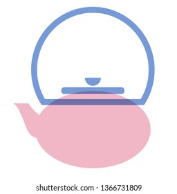 Pink kettle flat illustration