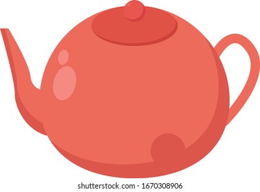 rosafarbener Wasserkocher, Illustration, Vektorillustration auf weißem Hintergrund.