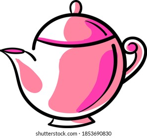 Pink kettle, illustration, vector on white background
