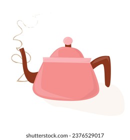 Pink Kettle - Isolated and Ideal for Coffee Shops and Similar Businesses - Isometric, Cute, and Cartoon Style