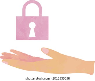 A pink key floating on the outstretched hand