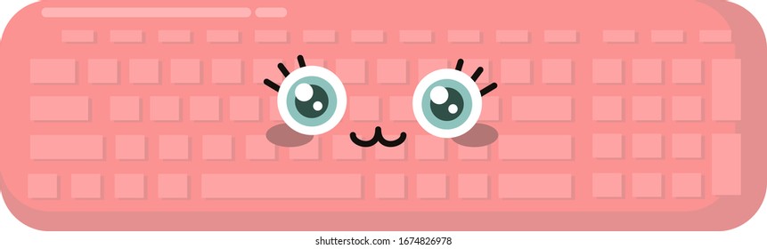 Pink keyboard, illustration, vector on white background.