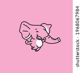 Pink kid elephant running logo