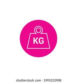 pink kilogram weight icon in circle. flat style isolated on white background