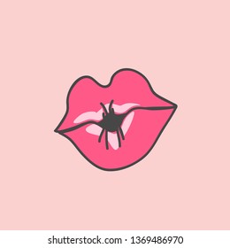 Pink kiss icon on a pink background vector