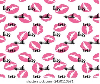 Pink kiss me lips print