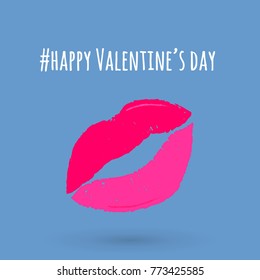 pink kiss on celestial background with the hashtag written "valentines day"