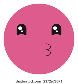Pink kissing emoticon on white background
