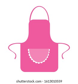 Pink kitchen apron for the cook. Isolated on a white background. Vector illustration in cartoon flat style.