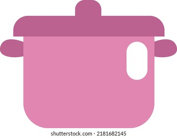 Pink kitchen pot, illustration, vector on a white background.