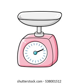 Pink kitchen scales isolated.