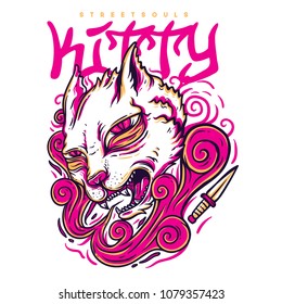 Pink Kitty Illustration