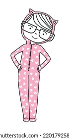 Pink kitty onesie vector illustration