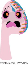 Pink knife with big eyes, open mouth, and striped back. Quirky character design for childrens books, posters, and merchandise.