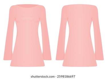 Pink  knitted dress. vector illustration