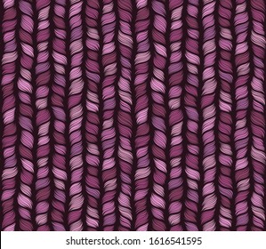 Pink knitted hand drawn seamless pattern. Pen freehand crankles line art. Irregular zigzag and vertical lines handdrawn texture. Pink fabric, textile, wrapping paper, wallpaper minimalistic design.
