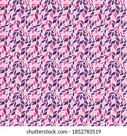 Pink knitted hand drawn seamless pattern. Pen freehand crankles line art. Irregular zigzag and vertical lines handdrawn texture. Pink fabric, textile, wrapping paper, wallpaper minimalistic design.