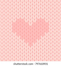 pink knitted heart seamless pattern vector illustration