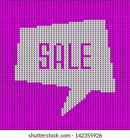 Pink Knitted Sale Bubble, vector illustration