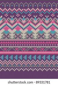 pink Knitted wool pattern background in Fair Isle style