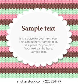 Pink knitting background with place for your text