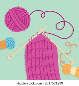pink knitting scarf wool needle
