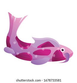 Pink koi icon. Cartoon of pink koi vector icon for web design isolated on white background