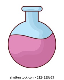 botella de laboratorio rosa sobre blanco