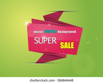 Pink labels on a green background, illustration.Vector