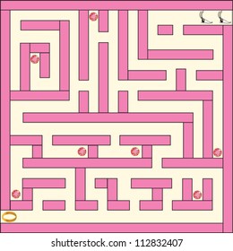Pink labyrinth with ring and brilliants