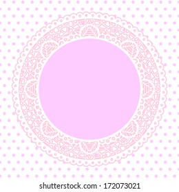 Pink lace doily elegant frame background