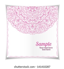 Pink lace pattern, postcard