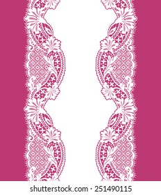 Pink lace ribbon seamless pattern