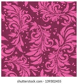 Pink lace seamless pattern (editable vector)