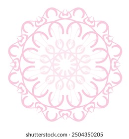 Pink lacy round mandala element. Vector illustration. 