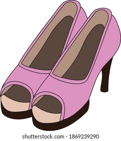 Pink Lady Boss Pumps Icon. Vector Fashion Shoes. Glamour Footwear.