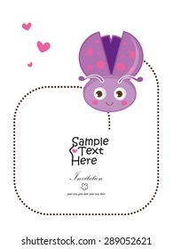 Pink Ladybug and three pink hearts